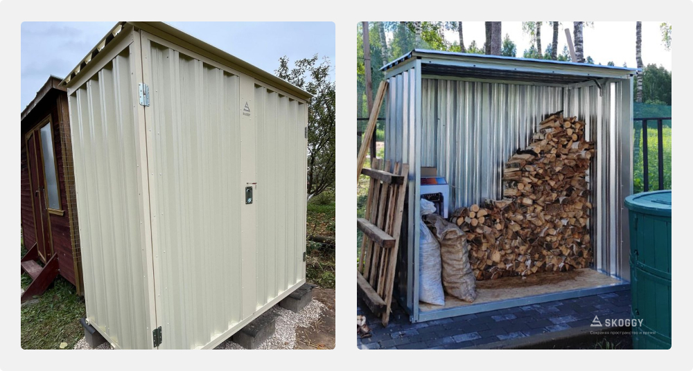 Уличная дровница SKOGGY в цинковом и бежевом оттенке