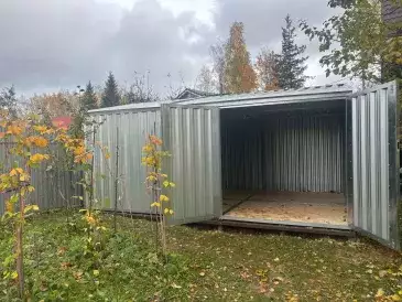 Широкий хозблок для садовой техники в цинковом цвете в дер. Тарасково, Наро-Фоминский р-н, МО